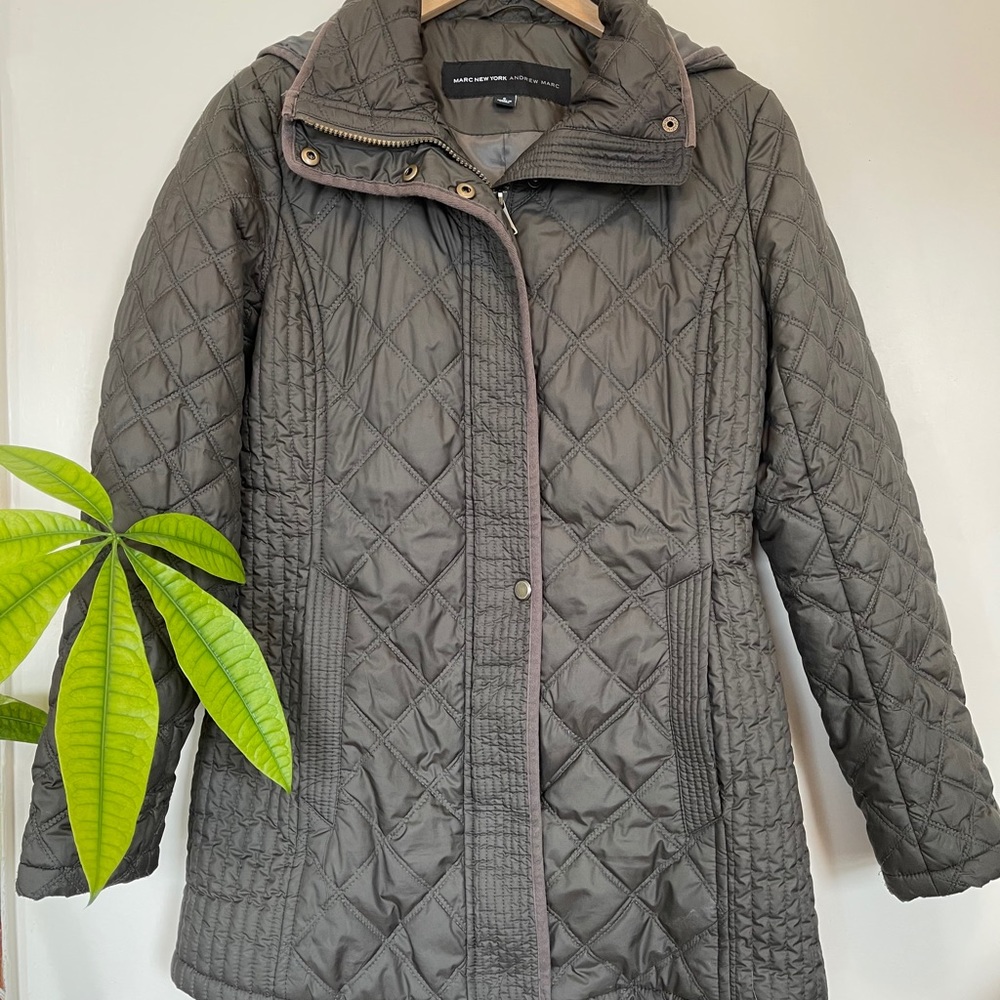 Andrew Marc Army Green Quilted Coat